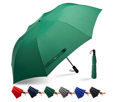 110cm Open Diameter 2 Fold Umbrella with Rubber Straight Handle and Double Fiberglass