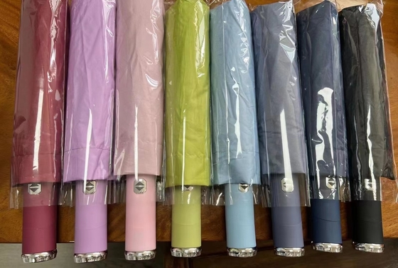 Rotating LED Flashlight Handle Automatic Folding Umbrella for Travel and Advertising