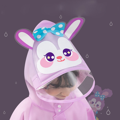 Custom Logo Printing EVA Children's Raincoat with Reflective Strip and Enlarge Brim