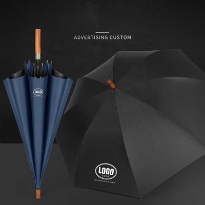 Commercial advertising printing logo gift umbrella gentleman wooden handle 8k 27inch