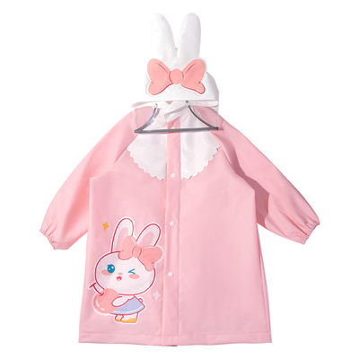 Girls Kindergarten Large Brim Raincoat with Cute Cartoon Rabbit Design EVA Material