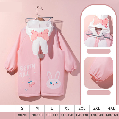 Girls Kindergarten Large Brim Raincoat with Cute Cartoon Rabbit Design EVA Material