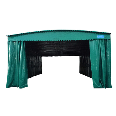 Telescopic Corridor with Custom Made Large Electric Push-Pull Shed and Folding Awning