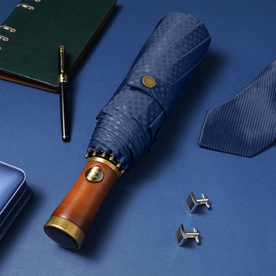 Advertising Umbrella for Men X315 BSCI Automatic Windproof Luxury Golden Wooden Handle