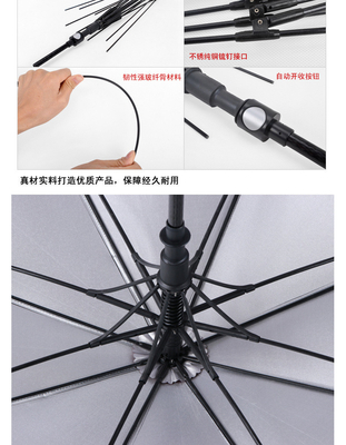 Lightweight and Portable Auto Open Silver Coated Golf Umbrella with Fiberglass Ribs