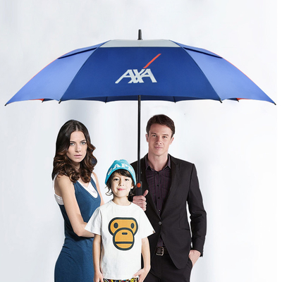 30 Inch Large Windproof Custom Golf Umbrella with Branded Logo Prints and Double Layers