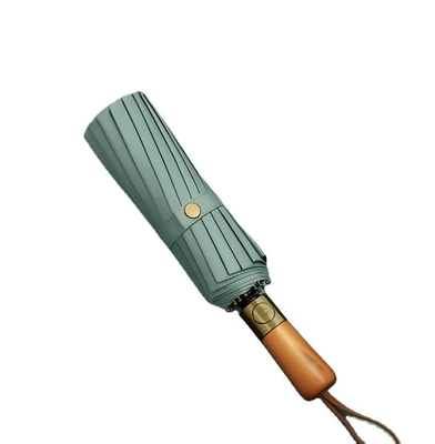 Korean Wooden Handle Adults' Automatic Vinyl Umbrella with Fifty Fold Sun and Rain Dual