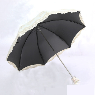 Lace Embroidery Princess Umbrella 2-3 Folding Manual Control Perfect for Rain and Sun