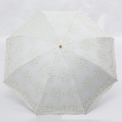 Lace Embroidery Princess Umbrella 2-3 Folding Manual Control Perfect for Rain and Sun