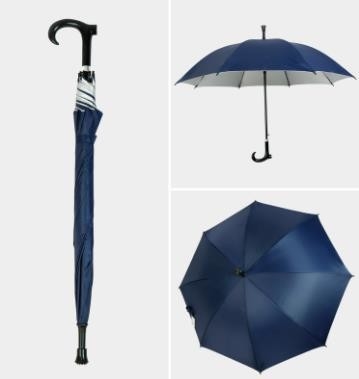 108cm Open Diameter Straight Umbrella cum Walking Stick with Reflective Pattern ' Choice
