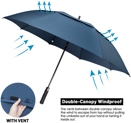 Custom Logo Large Double Canopy Vented Windproof Golf Umbrella for Back to School