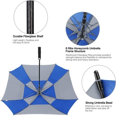 Custom Logo Large Double Canopy Vented Windproof Golf Umbrella for Back to School