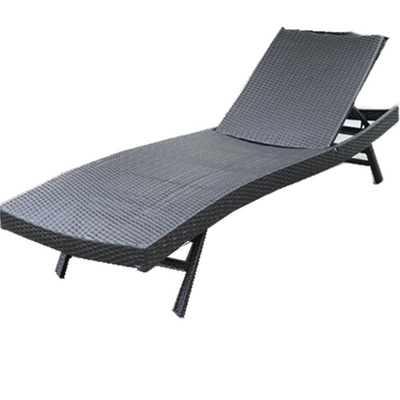 Outdoor Rattan Lounge Chair Foldable Balcony Reclining Bed for Villa and Swimming Poo