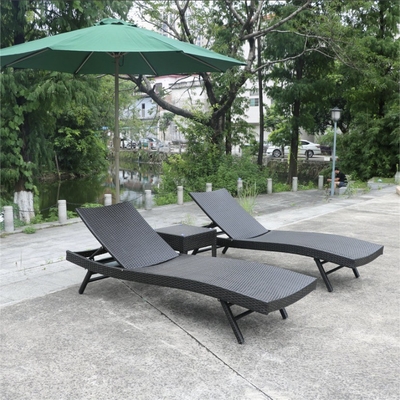 Outdoor Rattan Lounge Chair Foldable Balcony Reclining Bed for Villa and Swimming Poo