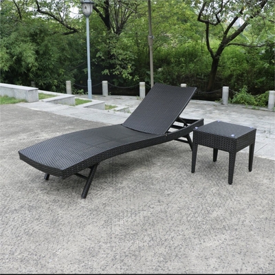 Outdoor Rattan Lounge Chair Foldable Balcony Reclining Bed for Villa and Swimming Poo