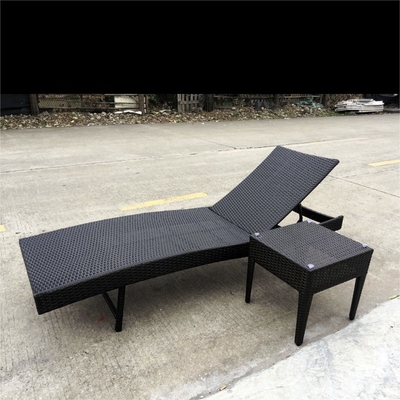Outdoor Rattan Lounge Chair Foldable Balcony Reclining Bed for Villa and Swimming Poo