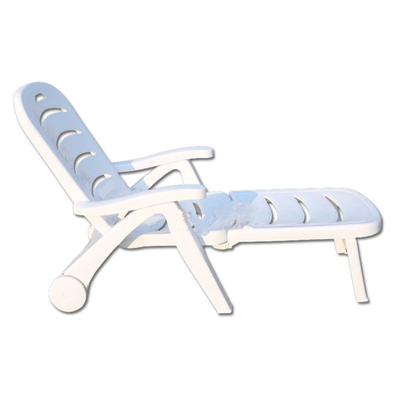 White Rattan Patio Lounge Chair Foldable Reclining Bed for Apartment Balcony and Villa