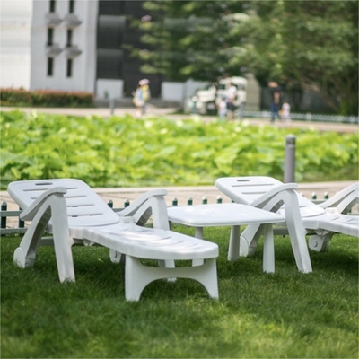 White Rattan Patio Lounge Chair Foldable Reclining Bed for Apartment Balcony and Villa