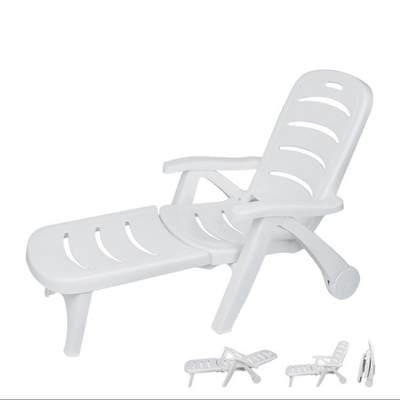 White Rattan Patio Lounge Chair Foldable Reclining Bed for Apartment Balcony and Villa