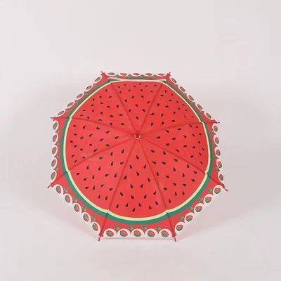 Curved Handle Straight Fruit Printing Kid Umbrella Creative Design for Children's Gift