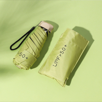 5 Fold Sunshade Umbrella with Custom Logo Vinyl Portable Manual Control UV Protection