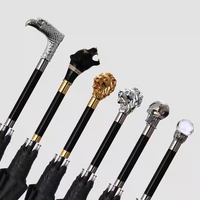 Japanese Animal Head Black Custom Straight Bar Umbrella for Creative Personalities