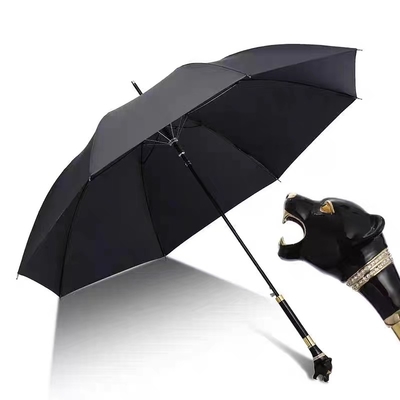Japanese Animal Head Black Custom Straight Bar Umbrella for Creative Personalities