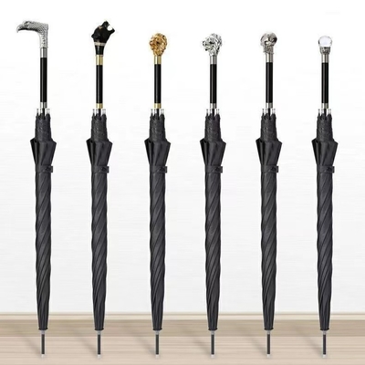 Japanese Animal Head Black Custom Straight Bar Umbrella for Creative Personalities