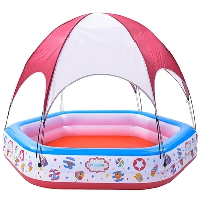 Experience Circus-Themed Fun with Full-Sized Inflatable Pool and Oxford Fabric Canopy