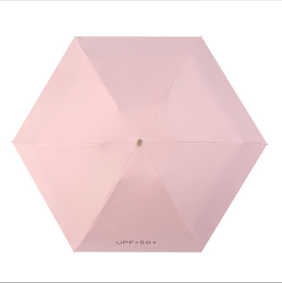 Girls Mini Pocket Umbrella Custom Printed Logo 5 Fold Vinyl UV Protection Sun Umbrella