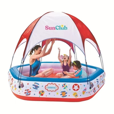 Experience Circus-Themed Fun with Full-Sized Inflatable Pool and Oxford Fabric Canopy