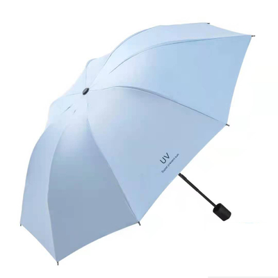 UV Vinyl Sunscreen Female Three Folding Sun Umbrella with Customized Designs Printing