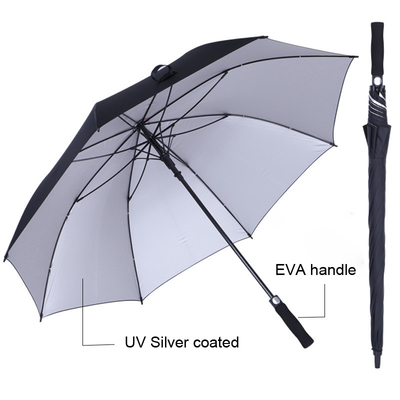 Straight Pattern Golf Size Rain Umbrella with EVA Soft Handle and Silver Coating
