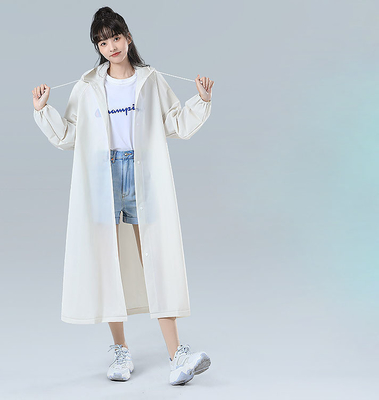 Portable Raincoat Fashionable Long Poncho for Travel Conventional Size and Solid Color