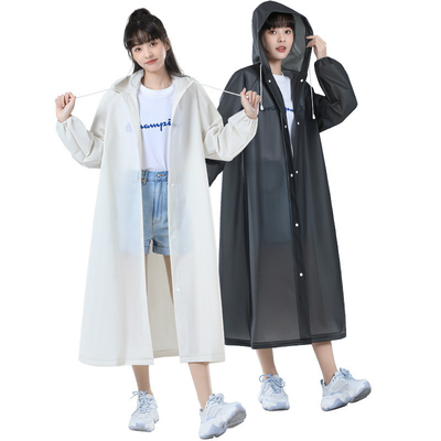 Portable Raincoat Fashionable Long Poncho for Travel Conventional Size and Solid Color