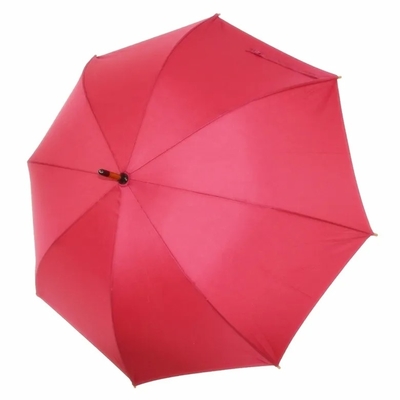 Auto Open Long Fiberglass Frame Stick Umbrella with Wooden Handle and Custom Design
