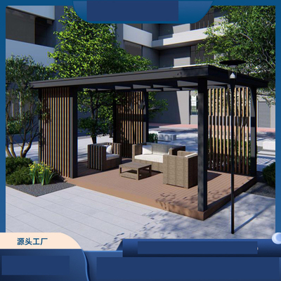 Customized Villa Courtyard Shade Modern Glass Pavilion with Simple Four Corner Design