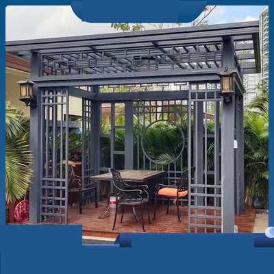 Customized Villa Courtyard Shade Modern Glass Pavilion with Simple Four Corner Design