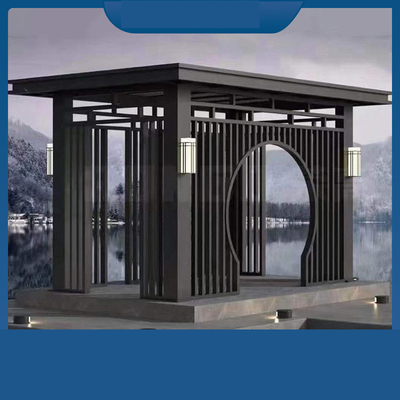 Customized Villa Courtyard Shade Modern Glass Pavilion with Simple Four Corner Design