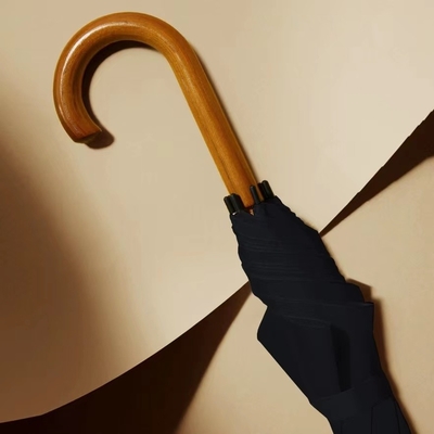 Business Gift 8K 23inch Fiberglass Frame Straight Bone Umbrella with One-piece Handle