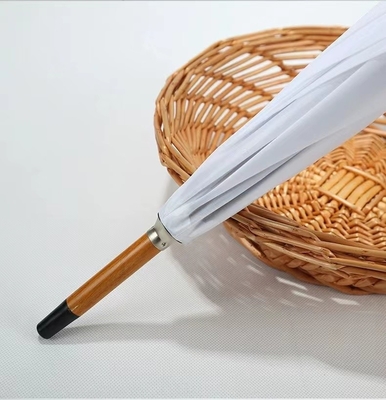 Customized Color Umbrellas in Spain with Long Fiberglass Frame and Wooden Handle