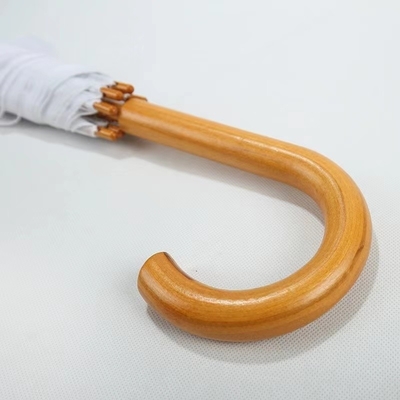 Customized Color Umbrellas in Spain with Long Fiberglass Frame and Wooden Handle