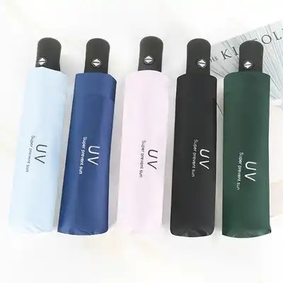 Minimalism Style Three-fold Automatic Umbrella with Sunscreen and Dual UV Protection