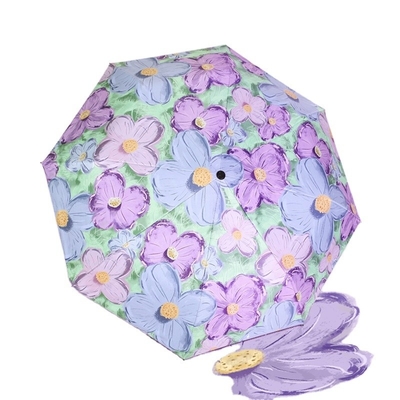 Logo Print 3 Fold Auto Sun Shade Umbrella for Fashionable Travel and Rain Protection