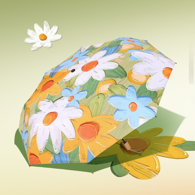 Logo Print 3 Fold Auto Sun Shade Umbrella for Fashionable Travel and Rain Protection