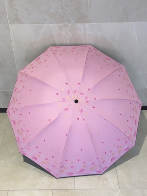 Children's All in 1 Sunny Peach Blossom Ginkgo Dual Folding Umbrella for Sun Protection