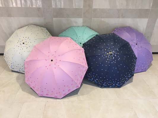 Children's All in 1 Sunny Peach Blossom Ginkgo Dual Folding Umbrella for Sun Protection