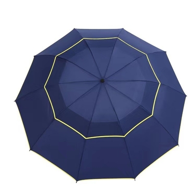 Solid Color Business Umbrella with Printing Logo Double Folding Design Open Diameter 106cm