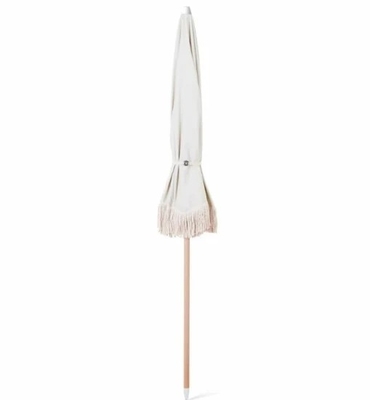 Travel-Friendly Fringed Beach Sun Parasol with Cotton Tassels and All-in-1 Function