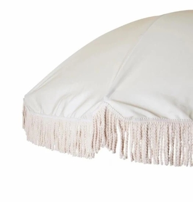 Travel-Friendly Fringed Beach Sun Parasol with Cotton Tassels and All-in-1 Function